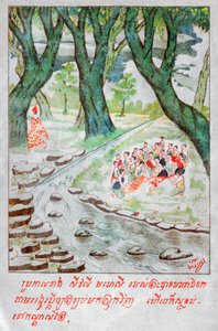 Mahajanaka Jataka. ok. 1910 (ilustracja) autorstwa School Laotian