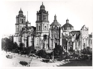 Katedra w mieście Meksyk (zdjęcie czarno-białe)