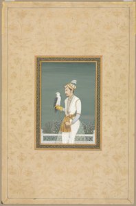 Portret księcia z jastrzębiem autorstwa School Mughal