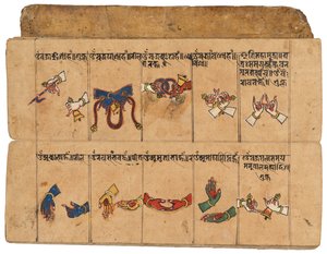 Rękopis Thyasapu z ikonograficznymi ilustracjami mudr, Nepal autorstwa School Nepalese