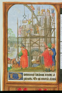 Dodaj 35313 f.34 Budynek wieży Babel, Brugia lub Gandawa, ok. 1500 (welum) autorstwa School Netherlandish
