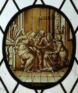 Roundel: Tobiasz uzdrowiony ze ślepoty, prawdopodobnie XIX wiek (witraże) autorstwa School Netherlandish
