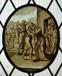 Roundel: Tobiasz wraca do Sarah (witraż)