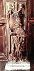 Św. Grzegorz, jeden z Czterech Ojców Kościoła łacińskiego (drewno) autorstwa School Netherlandish