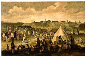 Zamek Hiszpanów w Antwerpii (olej na desce) autorstwa School Netherlandish