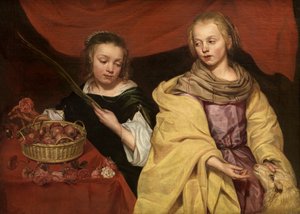 Święci Agnieszka z Rzymu i Dorota z Cezarei (olej na desce) autorstwa School Netherlandish