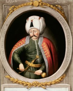 Imperium Osmańskie: portret dziewiątego sułtana osmańskiego Selima I mówi straszny lub okrutny (1470-1520). Miniaturowy. Biblioteka Topkapi Sarayi w Stambule