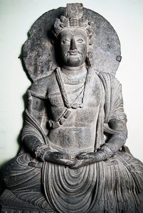 Rzeźba kamienna przedstawiająca Buddę, sztukę Gandhary, Peszawar, Pakistan,