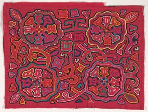 Panel koszuli (mola), Kuna People, Wyspy San Blas, ok. 1950 (bawełna z aplikacjami)