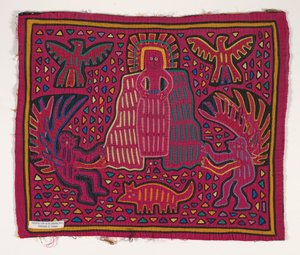 Panel koszuli (mola), Kuna People, Wyspy San Blas, ok. 1950 (bawełna z aplikacjami)