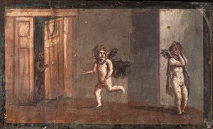 Amorki bawiące się w chowanego, Herkulanum autorstwa School Roman