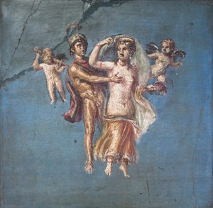 Mars i Wenus na niebieskim tle, Herkulanum autorstwa School Roman