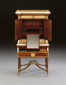 Rosyjski ormolu biały marmur i mahoń bonheur du jour, ok. 1790 (ormolu, marmur i mahoń) autorstwa School Russian