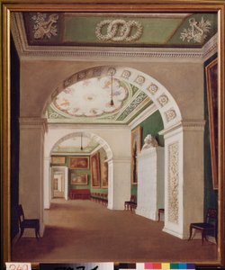 Zestaw pokoi w Pałacu Stroganowa w Sankt Petersburgu. Obraz rosyjskiego mistrza, olej na płótnie, ok. 1840 r. Sztuka rosyjska autorstwa School Russian