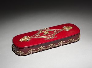 Lacquer Box, firma Peter Carl Fabergé (1846-1920), pudełko Factory N. Lukutin, ok. 1890 (lakier, papier-mache, złoto, diamenty) autorstwa School Russian