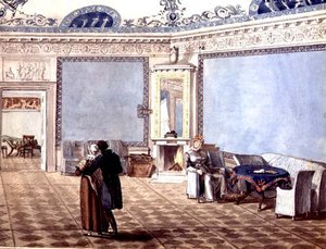 Neoklasycystyczny niebieski salon w Petersburgu autorstwa School Russian