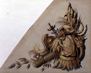 Neoklasyczne trofea broni: Indie, ok. 1825 (akwarela na papierze) autorstwa School Russian