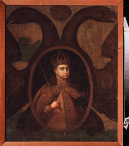 Portret regentki Zofii Aleksiejewny Romanowej (1657-1704). Obraz rosyjskiego mistrza, olej na płótnie, ok. 1680 r. Stara tradycyjna sztuka rosyjska autorstwa School Russian