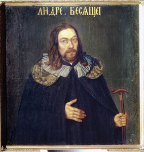 Portret hrabiego Andrieja Matwiejewicza Apraksyna (1663-1731). (Portret hrabiego Andrieja Matwiejewicza Apraksina). Malarstwo anonimowe, parsuna, olej na płótnie, ok. 1690. Sztuka rosyjska XVII wieku. Państwowe Muzeum Rosyjskie, Sankt Petersburg autorstwa School Russian