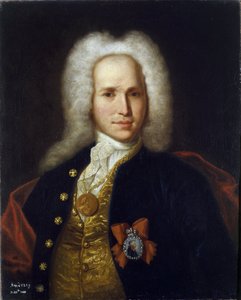 Portret naukowca, inżyniera wojskowego i wynalazcy Andreya Nartova (1683-1756). (Portret naukowca, inżyniera wojskowego i wynalazcy A. Nartova). Malarstwo anonimowe, olej na płótnie, ok. 1725 r. Sztuka rosyjska autorstwa School Russian