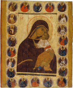Ikona rosyjska: Matka Boża Czuła z wybranymi świętymi. Tempera na desce, II poł. XV w., Muzeum Historii i Sztuki, Suzdal autorstwa School Russian