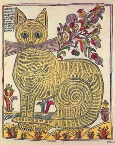 Kot kazański, ilustracja satyryczna w księdze ludowej (lubok), ok. 1710 (rycina, akwarela)