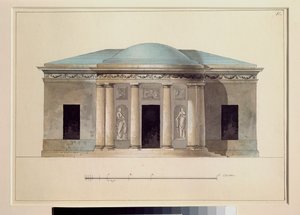 Sala koncertowa. Praca rosyjskiego mistrza, akwarela na papierze, ok. 1826 r. Państwowy Skansen Carskie Sioło, Sankt Petersburg. autorstwa School Russian