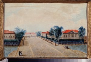 Widok skarbca w Twerze (Rosja). Obraz rosyjskiego mistrza, olej na płótnie, ok. 1830 r. Sztuka rosyjska autorstwa School Russian