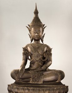 Naturalnej wielkości Budda w stroju królewskim (brąz)