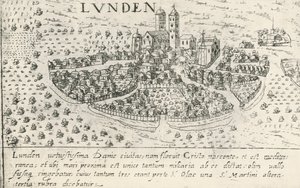 Miasto Lund, Szwecja (akwaforta) autorstwa School Swedish