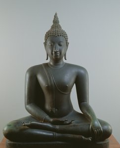 Budda siedzący w medytacji, styl Sukhothai (brąz)