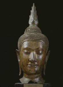 Głowa Buddy w medytacji (brąz) autorstwa School Thai