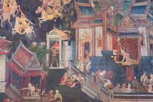 Malowidła ścienne w kaplicy Buddhaisawan, pałac Wang Na (malarstwo) autorstwa School Thai