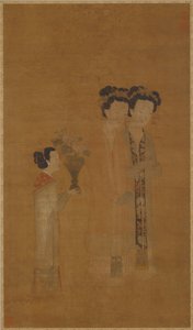Nadworne damy i asystentka, dynastia Ming, XVI wiek. autorstwa School of Tang Yin