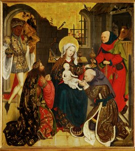 Pokłon Trzech Króli ... (obraz na drewnie) autorstwa Schottenaltar Master