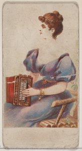 Akordeon z serii Musical Instruments N82 do papierosów marki Duke, 1888., 1888. autorstwa Schumacher and Ettlinger