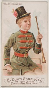 Róg trenerski z serii Musical Instruments N82 do papierosów marki Duke, 1888., 1888. autorstwa Schumacher and Ettlinger