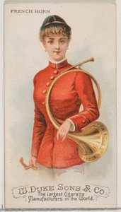Róg, z serii Musical Instruments N82 do papierosów marki Duke, 1888., 1888. autorstwa Schumacher and Ettlinger