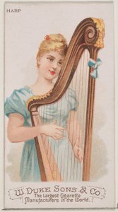 Harfa z serii Musical Instruments N82 do papierosów marki Duke, 1888., 1888. autorstwa Schumacher and Ettlinger