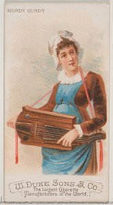 Hurdy Gurdy, z serii Musical Instruments N82 do papierosów marki Duke, 1888., 1888. autorstwa Schumacher and Ettlinger