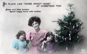 „No Place like Home Sweet Home at Christmas Time”, kartka z życzeniami, c1900-1919. autorstwa Schwerdffeger and Co