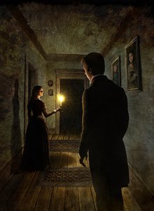 Great Expectations, 2012 (scratchboard, pokolorowany cyfrowo) autorstwa Scott McKowen
