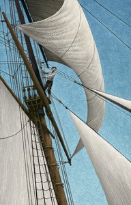 Wyspa skarbów, 2004 (scratchboard, pokolorowany cyfrowo) autorstwa Scott McKowen