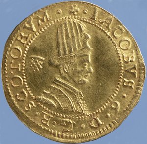 4-funtowy szkocki (kapelusz) Jakuba VI, mennica edynburska, 1591 (awers) (złoto) (odwrotność patrz 244626)