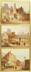 Canongate, Foot of West Port i Calton, fragment z Edynburga: Dziewięć widoków na Stare Miasto autorstwa Scottish School