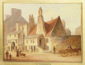 Canongate, fragment z Edynburga: Dziewięć widoków na Stare Miasto autorstwa Scottish School