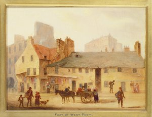 Foot of West Port, fragment z Edynburga: Dziewięć widoków na Stare Miasto autorstwa Scottish School