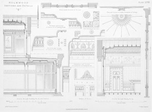 Ozdobne detale wnętrza Homwood, Glasgow (grawerunek) autorstwa Scottish School