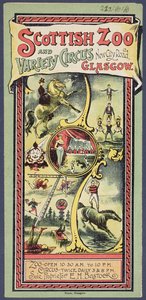 Ulotka reklamowa dla Scottish Zoo and Variety Circus, c.1890 autorstwa Scottish School