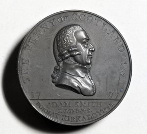 Szkocka Penny upamiętniająca Adama Smitha (awers), 1797 (miedź) (rewers patrz XJF448270) autorstwa Scottish School